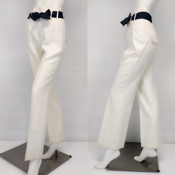 Vtg Charles Nolan Linen Paperbag Flare Pant 4 S - Picture 5 of 6